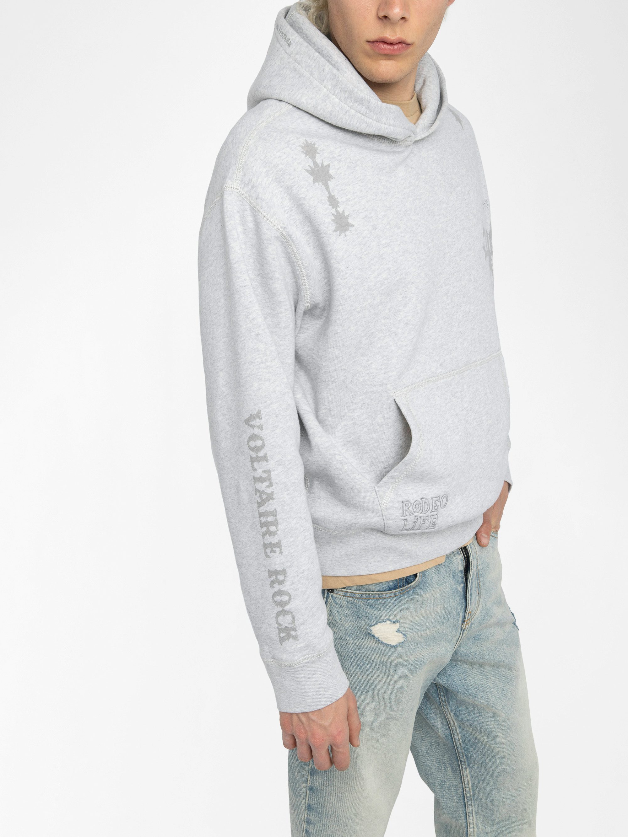 Sacha Sweatshirt - Long-sleeved hooded sweatshirt with multi-custom print.